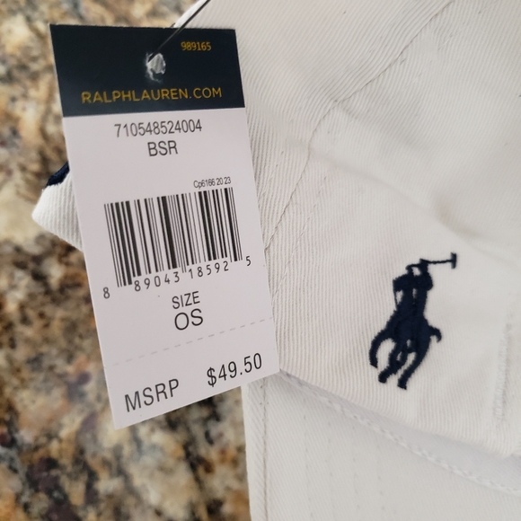POLO RALPH LAUREN MEN'S WHITE 3 POLO PLAYER/PONY LOGO BALL CAP HAT OSFA $49 NWT - Picture 11 of 11